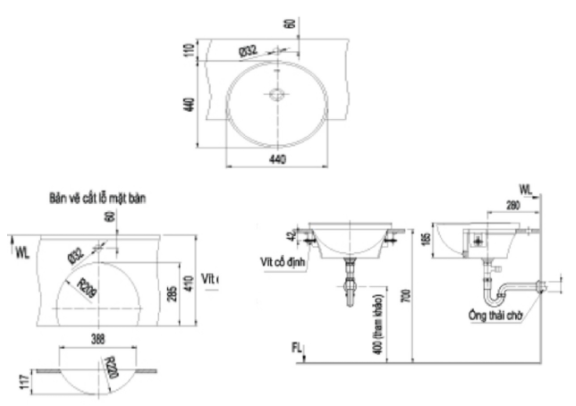 LAVABO BÁN ÂM BÀN INAX - L-333V - Ảnh 3