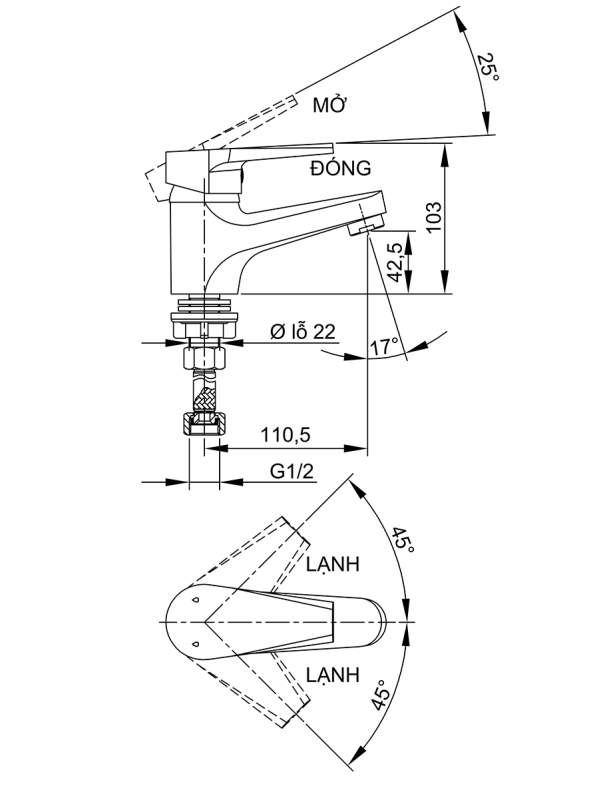 Vòi Lavabo lạnh LUXTA L1101X3 - Ảnh 2