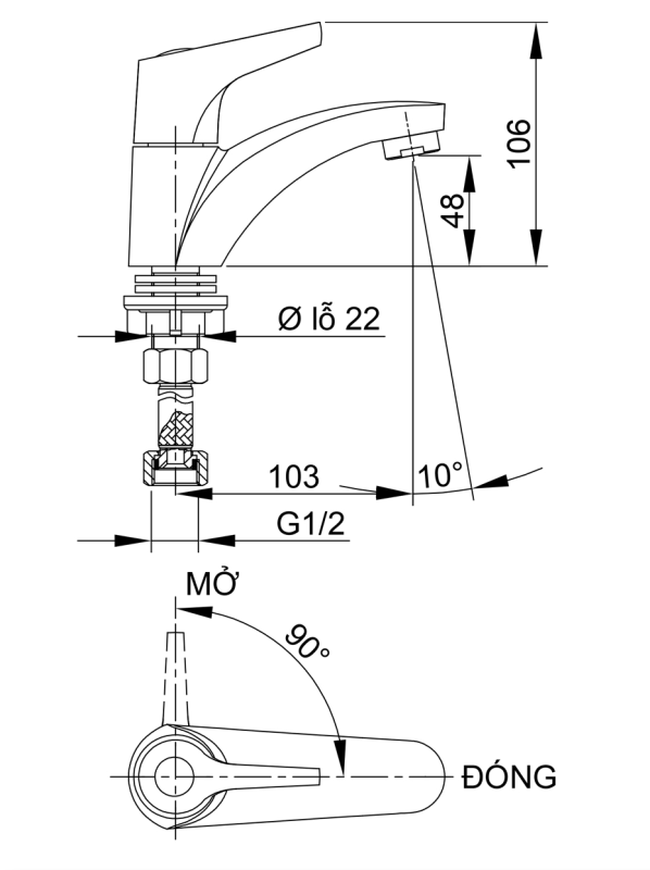 Vòi Lavabo lạnh LUXTA L1102V - Ảnh 2