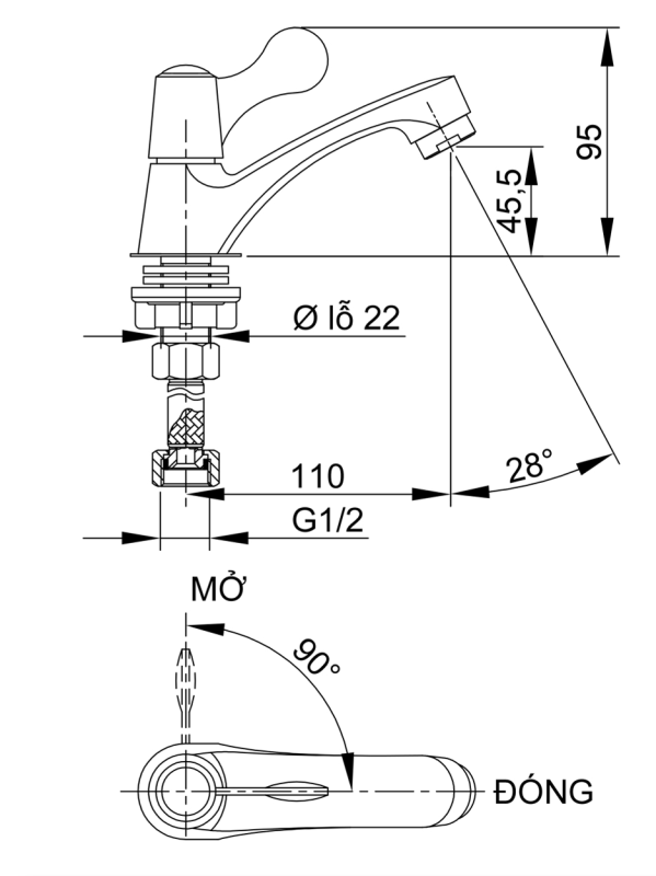 Vòi Lavabo lạnh LUXTA L1103 - Ảnh 2
