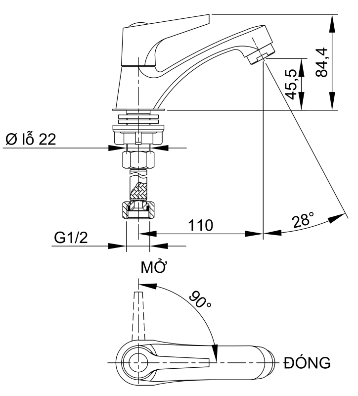 Vòi Lavabo lạnh LUXTA L1104V - Ảnh 2