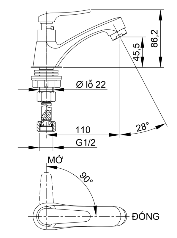 Vòi Lavabo lạnh LUXTA L1112M - Ảnh 2