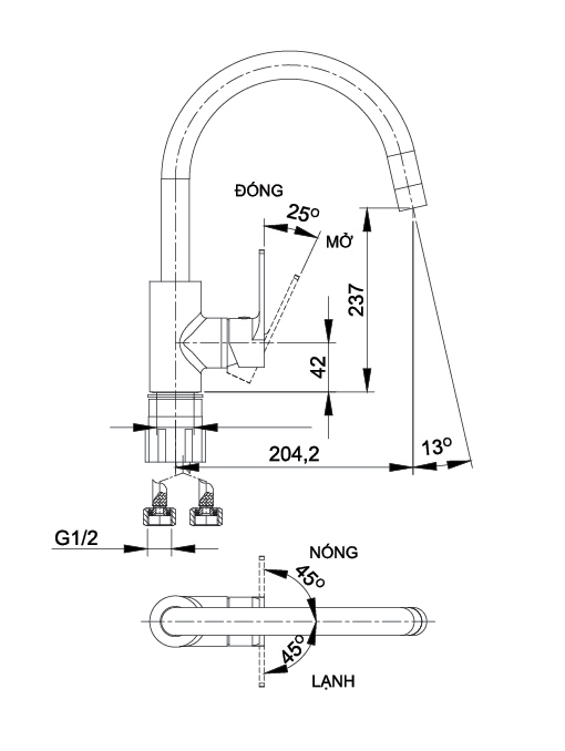 VÒI BẾP NÓNG LẠNH LUXTA L3206N - Ảnh 2
