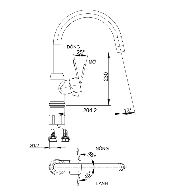 VÒI BẾP NÓNG LẠNH LUXTA L3222C - Ảnh 2