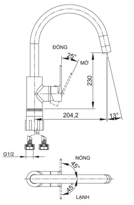 VÒI BẾP NÓNG LẠNH LUXTA L3223C - Ảnh 2