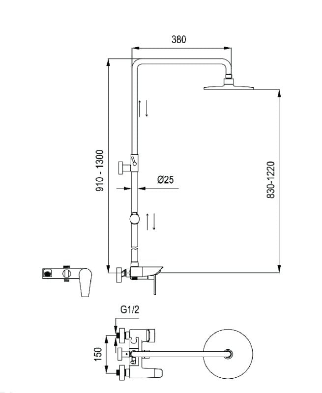 SEN TẮM ĐỨNG NÓNG LẠNH LUXTA L7214NV - Ảnh 2