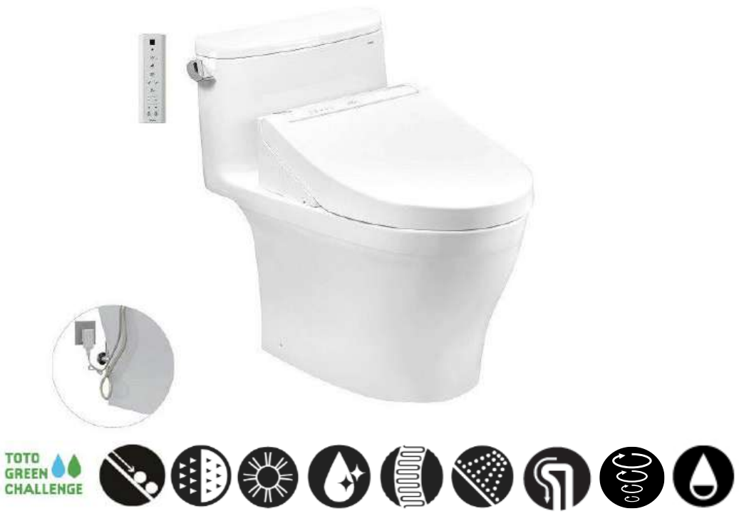 Bồn cầu TOTO một khối, kèm nắp rửa điện tử WASHLET dòng C5 - MS887RW14 - Ảnh 5