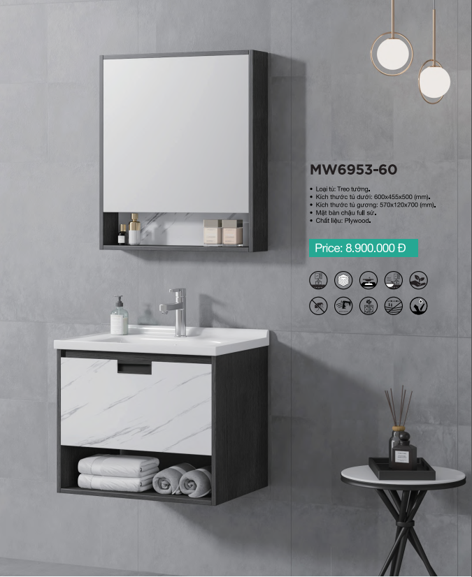 TỦ CHẬU LAVABO MOWOEN - MW6953-60 - Ảnh 3