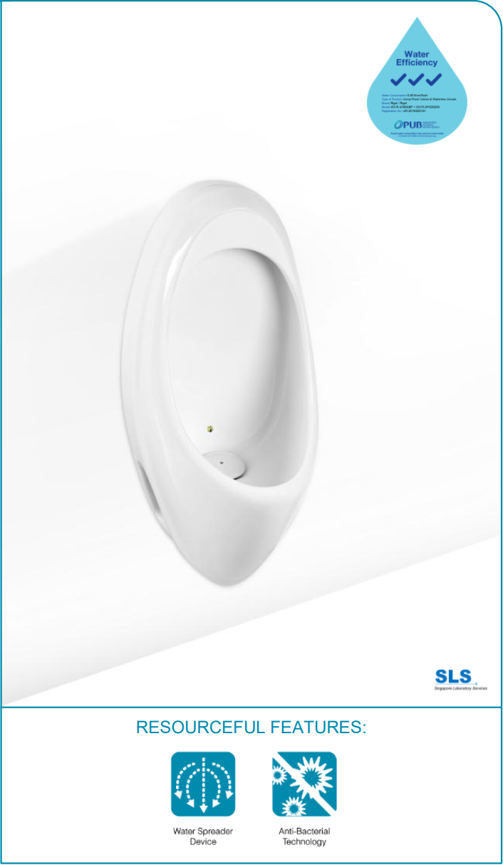 BỒN TIỂU NAM TREO TƯỜNG RIGEL - RL-UH904BP-G - Ảnh 2