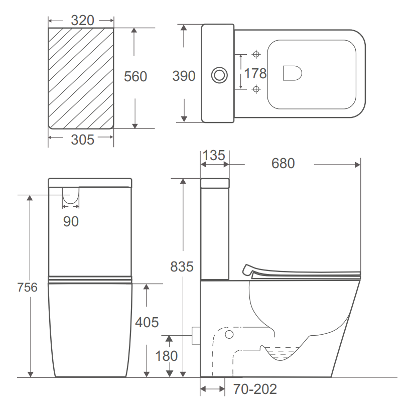 Bồn cầu hai khối Rivington, nắp đóng êm - RVT3103 - Ảnh 2