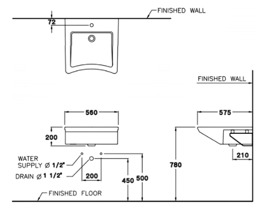 CHẬU RỬA MẶT COTTO - MÀU TRẮNG - SC00537 - Ảnh 2