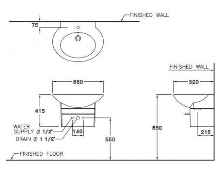CHẬU RỬA MẶT COTTO - MÀU TRẮNG - SC01027 - Ảnh 2