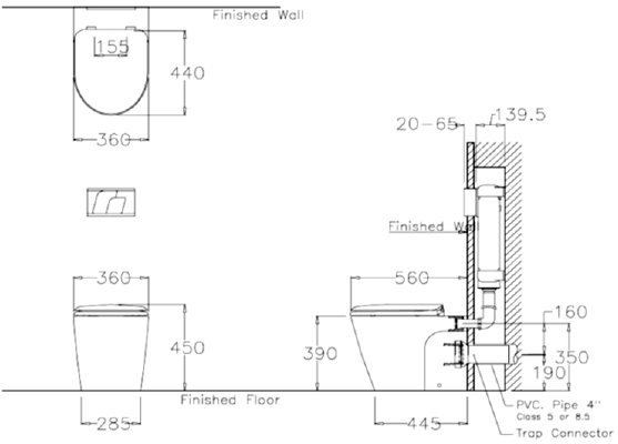 Bồn cầu két nước âm, màu trắng - SC1991(F) - Ảnh 2