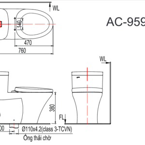 Bồn Cầu INAX AC-959VAN (AC959VAN) 1 Khối Aqua Ceramic