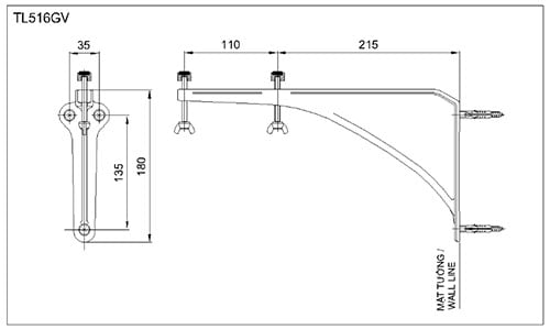BỘ GIÁ ĐỠ CHO LAVABO ÂM MẶT ĐÁ TOTO TL516GV - Ảnh 2