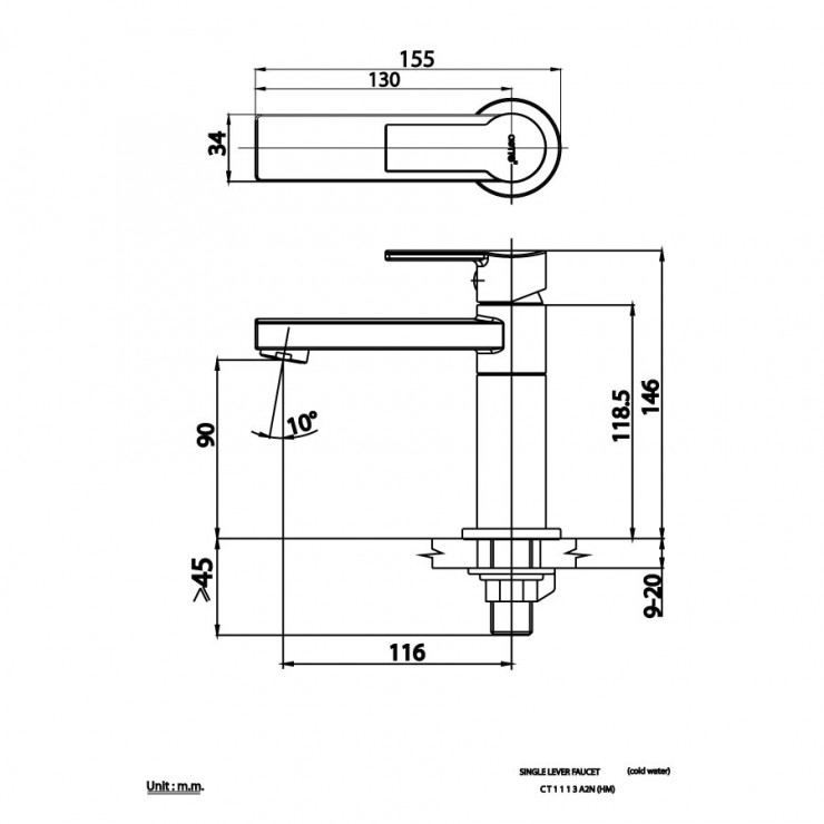 Vòi Lavabo COTTO CT1113A2N(HM) lạnh - Ảnh 2