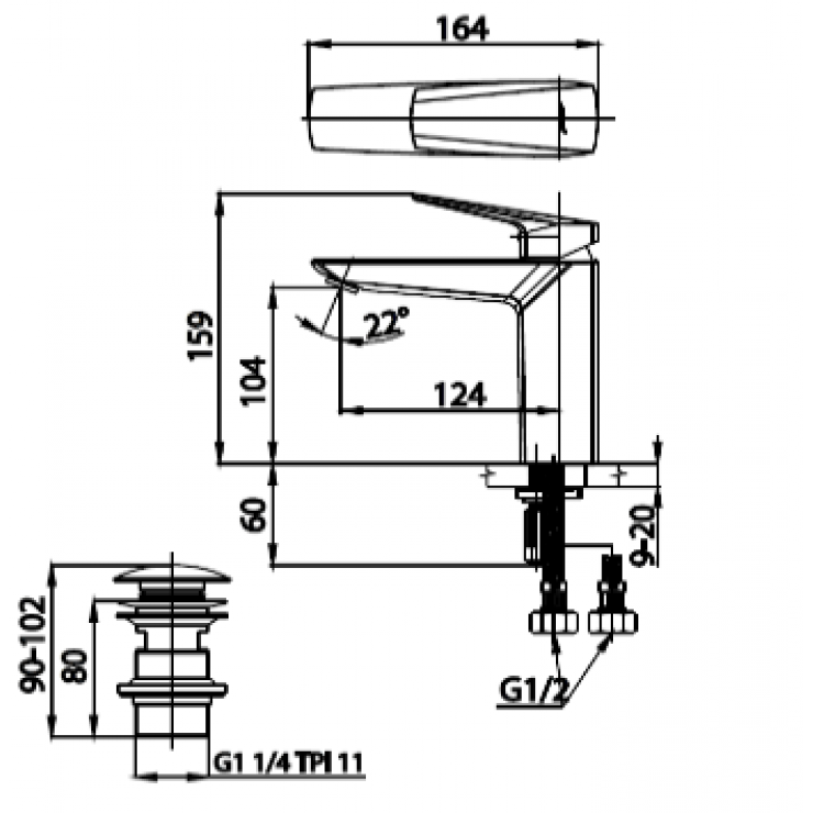 Vòi Lavabo gật gù COTTO CT2321A Essentia nóng lạnh - Ảnh 2