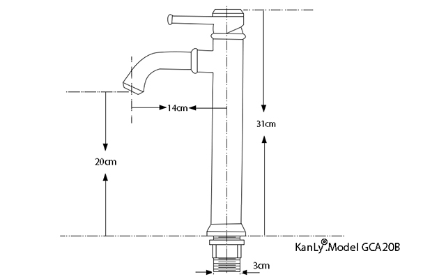 Vòi Lavabo thân cao, nóng lạnh bằng đồng KANLY - GCA20B - Ảnh 4