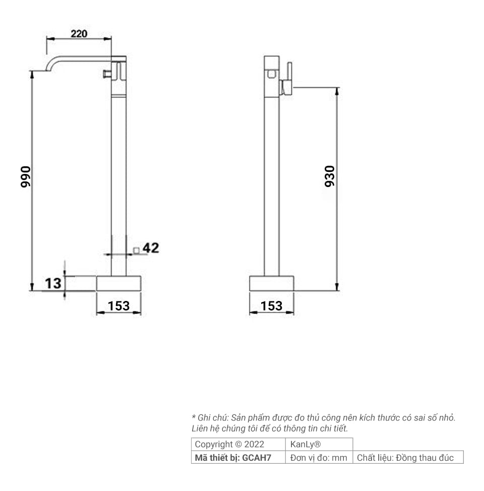 VÒI ĐẶT SÀN, NÓNG LẠNH KANLY - GCAH7 - Ảnh 4