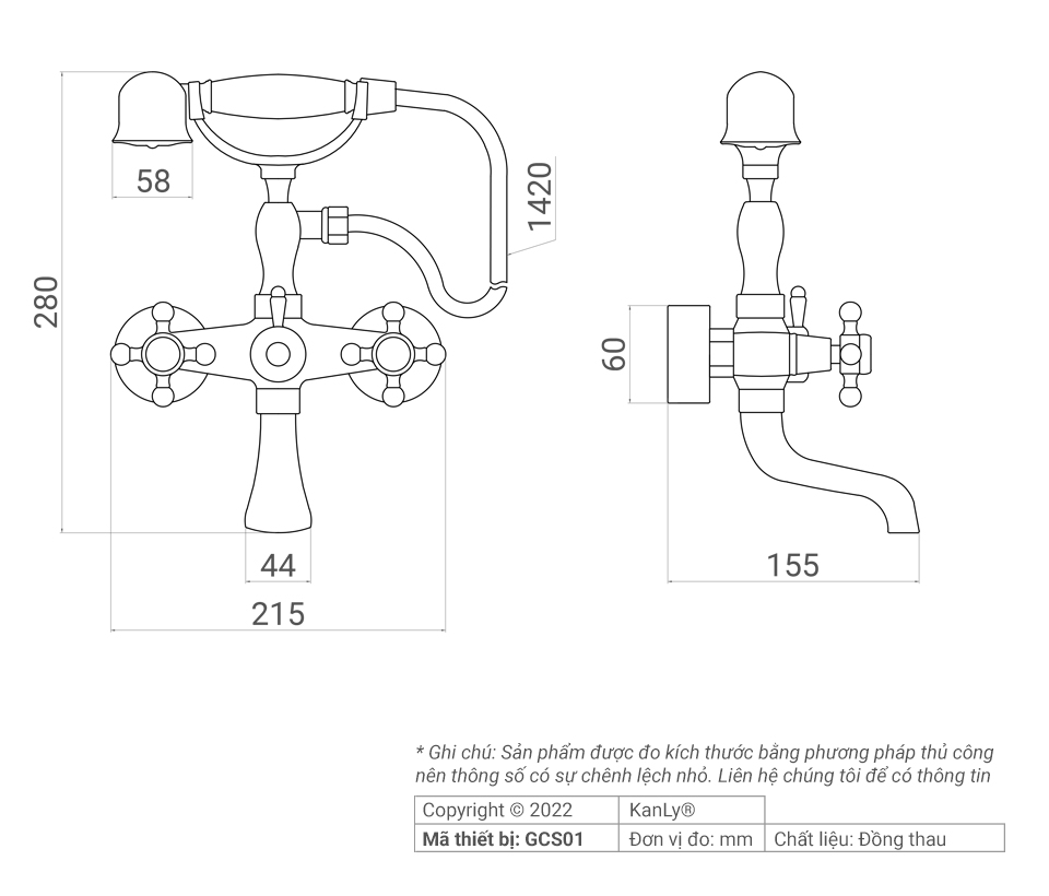 SEN TẮM TREO TƯỜNG, NÓNG LẠNH KANLY - GCS01 - Ảnh 15