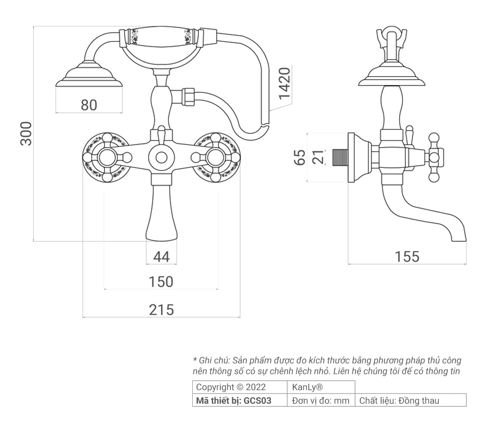SEN TẮM TREO TƯỜNG, NÓNG LẠNH KANLY - GCS03 - Ảnh 16