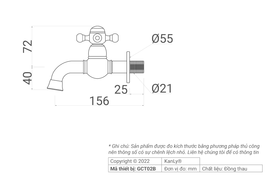 Vòi Lavabo treo tường nước lạnh KANLY - GCT02B - Ảnh 3