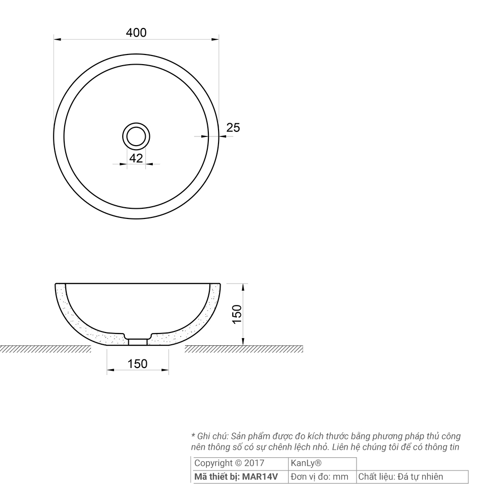 CHẬU RỬA ĐÁ MARBLE ĐẶT BÀN KANLY - MAR14V - Ảnh 5