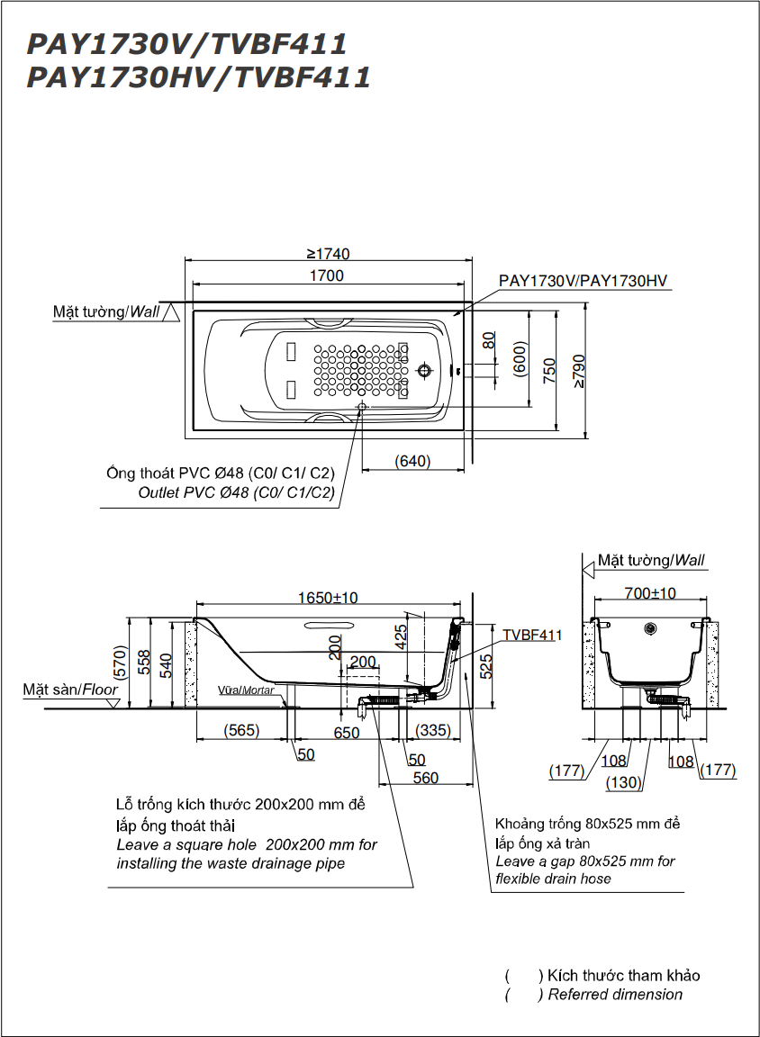 BỒN TẮM TOTO - PAY1730V/TVBF411 - Ảnh 2