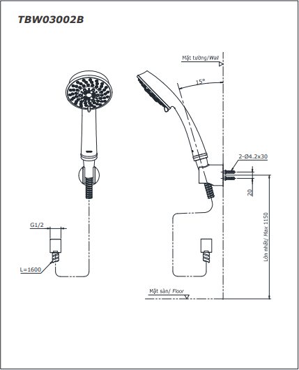BỘ SEN TẮM CÂY TOTO KẾT HỢP TBW01002BA + TBW03002B + TBG04302VA - Ảnh 5