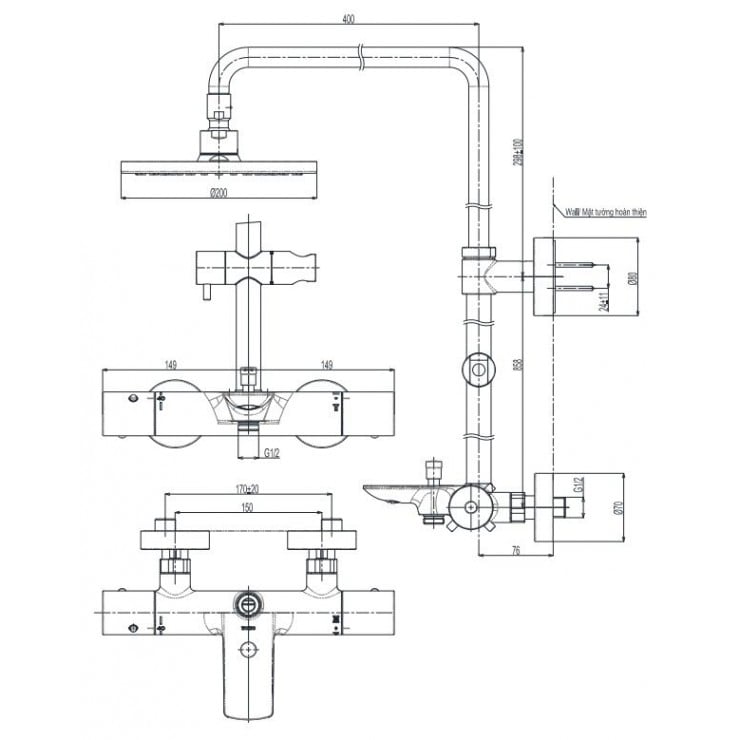 SEN CÂY NHIỆT ĐỘ TOTO KÈM VÒI XẢ BỒN - TBW07401A - Ảnh 2