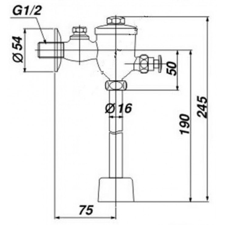 Van Xả Ấn Bồn Tiểu Inax UF-7V Ống Thẳng - Ảnh 2