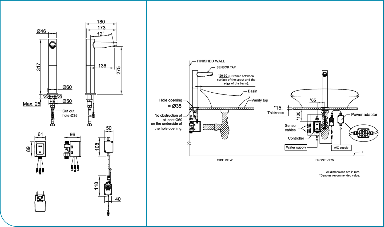 Vòi Lavabo đặt bàn cảm ứng nước lạnh RIGEL - W3-R-ST103DX - Ảnh 3