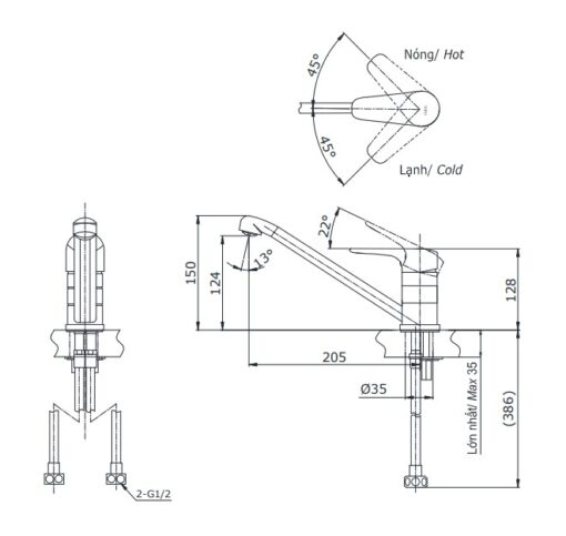 VÒI RỬA CHÉN TOTO NÓNG LẠNH TTKC301FV - Ảnh 2