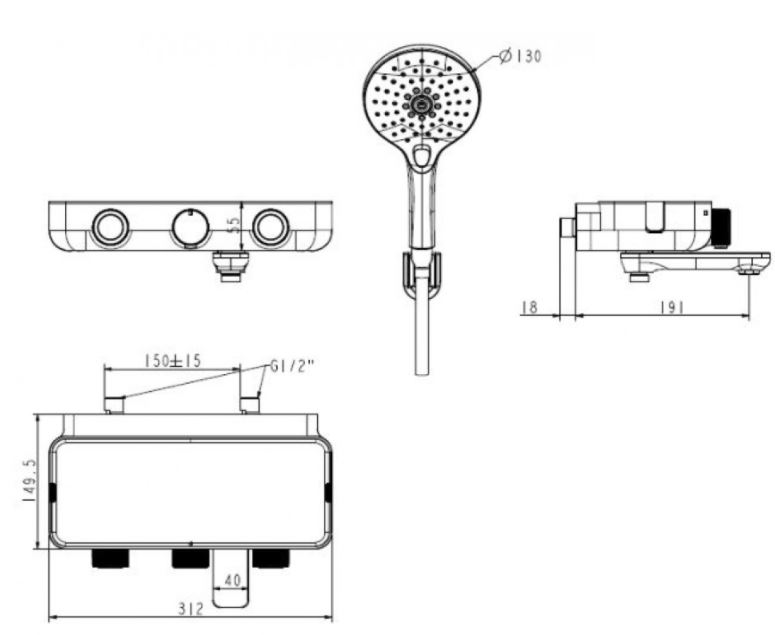 SEN TẮM NHIỆT ĐỘ AMERICAN STANDARD DÒNG EASYSET EXPOSED - WF-4954 - Ảnh 2