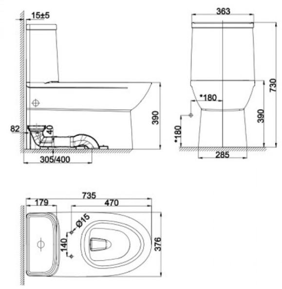 Bồn cầu 1 khối American Standard dòng Neo Modern - WP-2073 - Ảnh 2