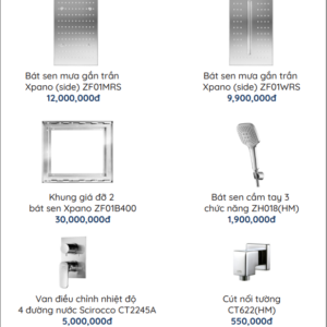 BỘ SEN ÂM TRẦN COTTO XPANO 4 ĐƯỜNG NƯỚC OPTION 1