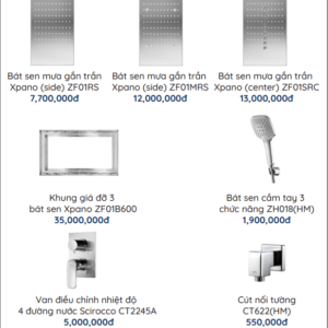BỘ SEN ÂM TRẦN COTTO XPANO 4 ĐƯỜNG NƯỚC OPTION 2