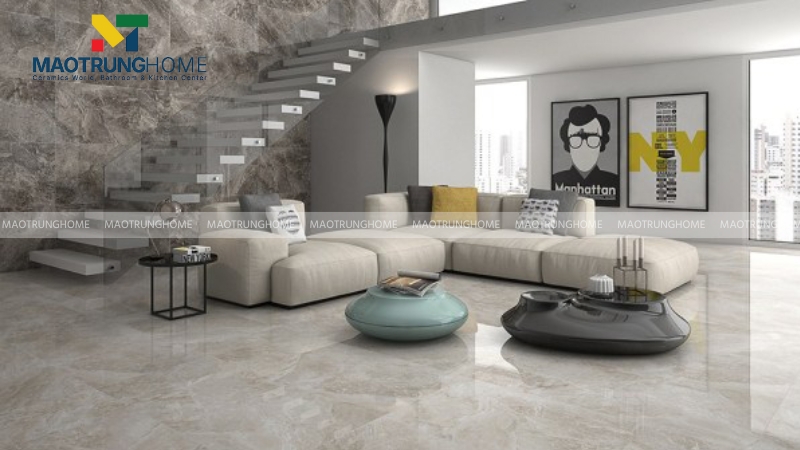 Bạn có thể linh hoạt chọn gạch xương Bán sứ cho phòng khách