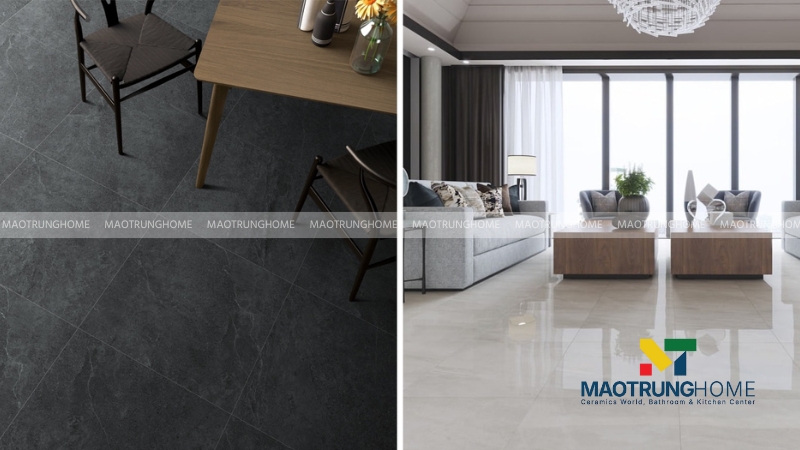 Bề mặt gạch men matt chống trượt và gạch men bóng