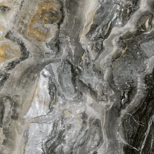 Slabstone Orobico Noir với tông màu xám đậm, điểm xuyết các sợi màu be và caramel thời thượng