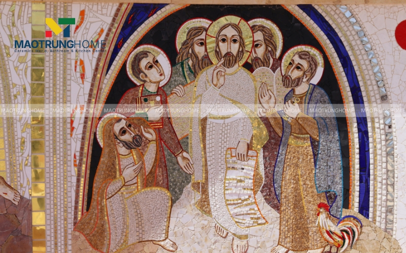 Gạch mosaic tạo điểm nhấn phòng khách