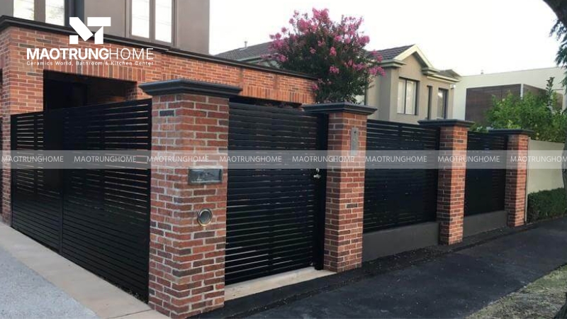 Mẫu gạch giả cổ ốp trụ cổng và hàng rào 