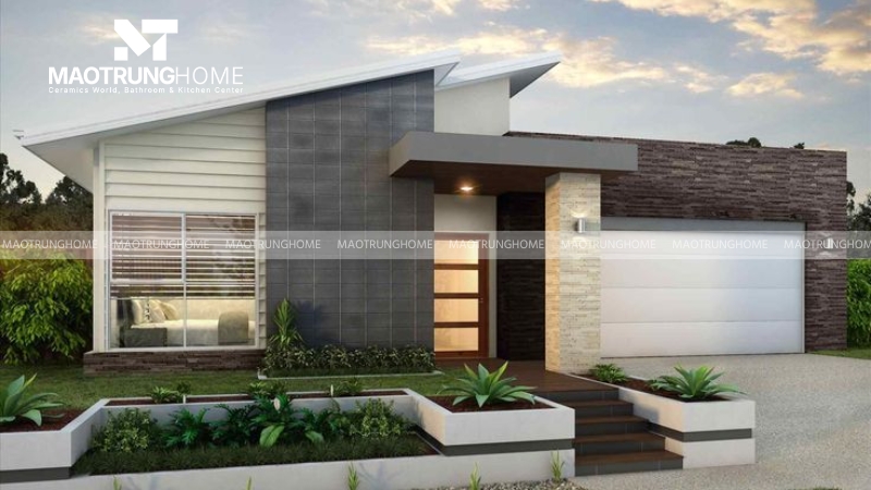 Sử dụng gạch ốp lát cho mặt tiền nhà cấp 4 mang lại nhiều lợi ích