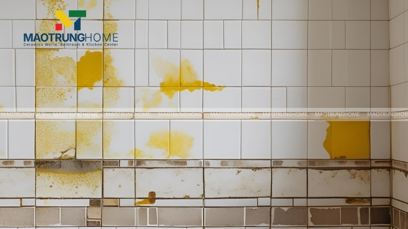 Nguyên nhân chính khiến gạch ốp tường bị ố vàng.