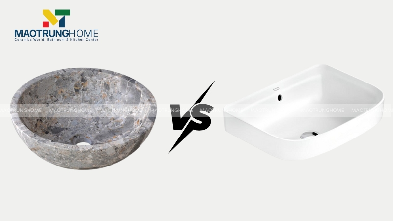 So sánh mẫu đá tự nhiên và đá nhân tạo