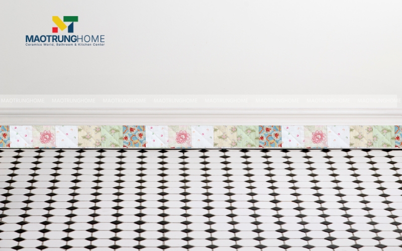 Gạch ốp chân tường họa tiết hoa 