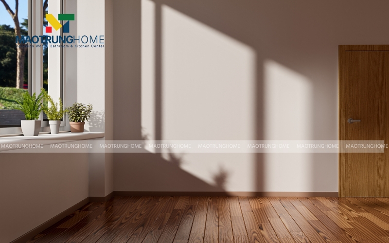 Gạch ốp chân tường giả gỗ màu tối