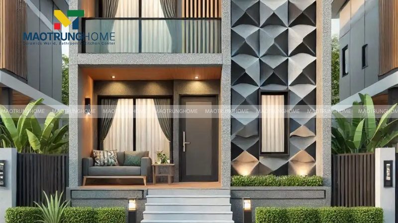 Gạch 3D trang trí nghệ thuật ốp mặt tiền ngôi nhà mẫu 4.