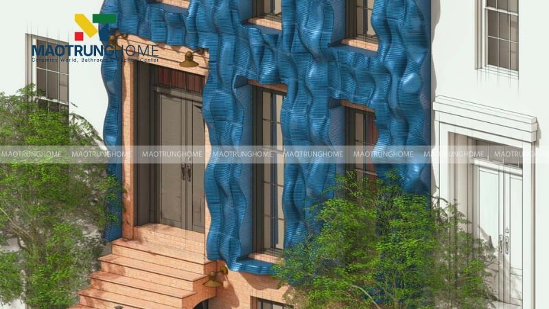 Gạch 3D trang trí nghệ thuật ốp mặt tiền ngôi nhà mẫu 1.