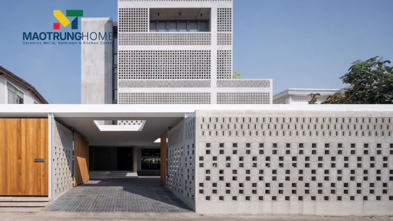 Gạch thông gió (gạch bông gió) ốp mặt tiền ngôi nhà mẫu 4.